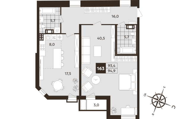 2 ккв (Евро) 93,4 м²