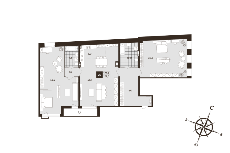 4 ккв (Евро) 176,7 м²
