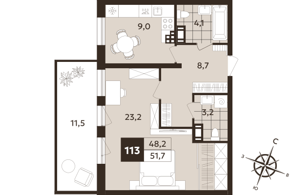 1 ккв 48,2 м²