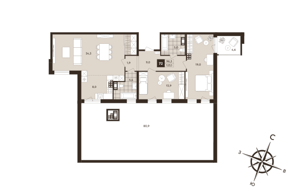 3 ккв (Евро) 96,5 м²