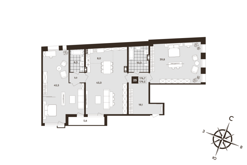 4 ккв (Евро) 176,7 м²