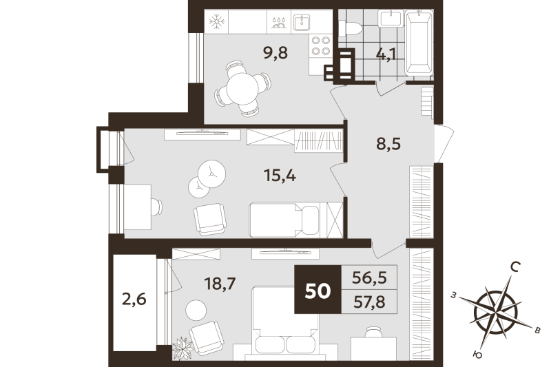 2 ккв 56,5 м²