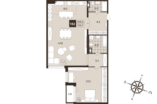 2 ккв (Евро) 109,3 м²