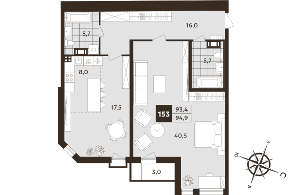 2 ккв (Евро) 93,4 м²