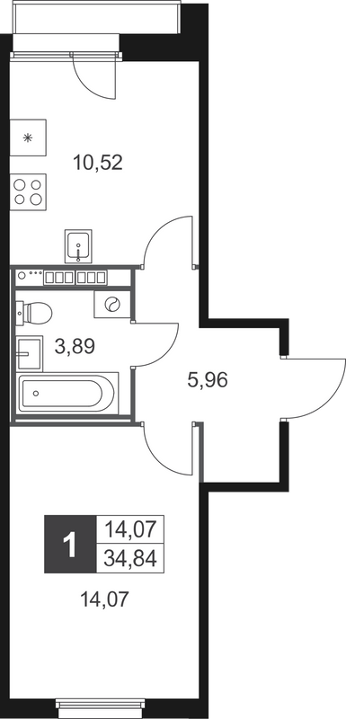 1 ккв 34,8 м²