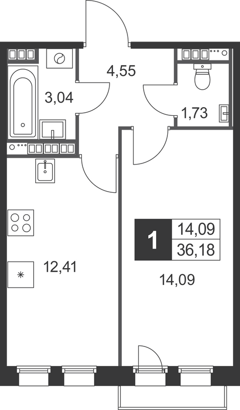 1 ккв 36,2 м²