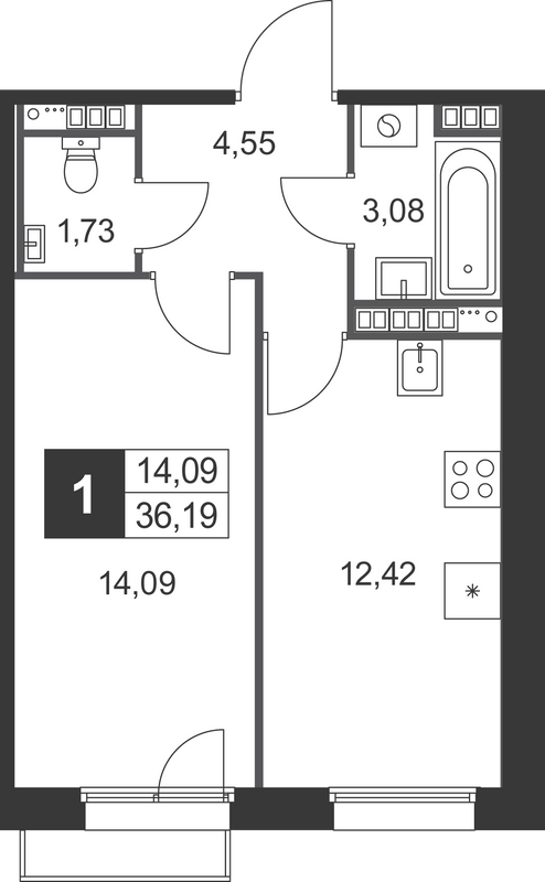 1 ккв 36,2 м²