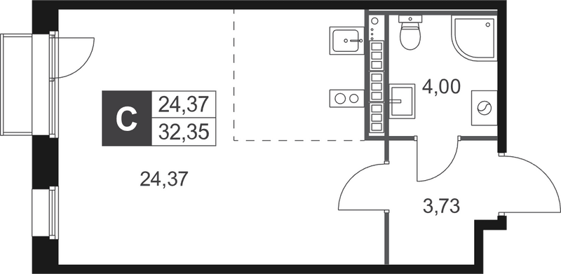 Студия 32,4 м²