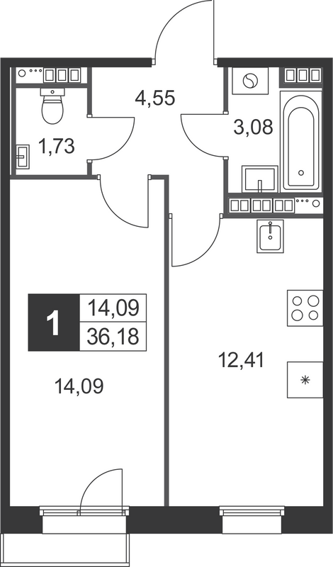 1 ккв 36,2 м²
