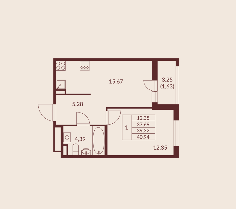 2 ккв (Евро) 54,6 м²