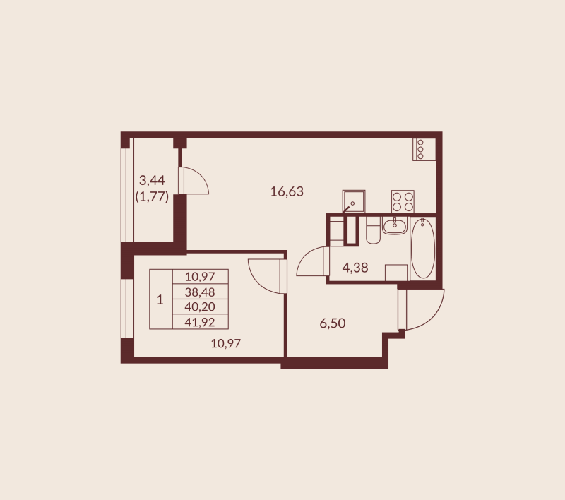 2 ккв (Евро) 40,2 м²