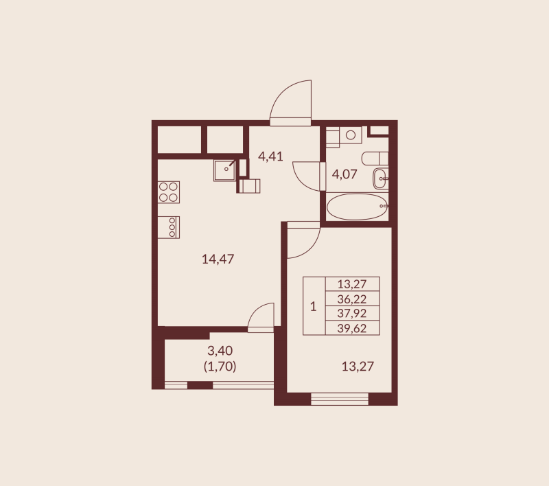 1 ккв 37,9 м²