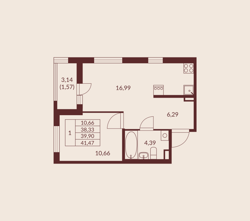 3 ккв (Евро) 54 м²