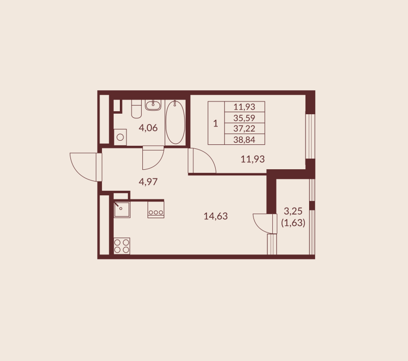 1 ккв 37,2 м²