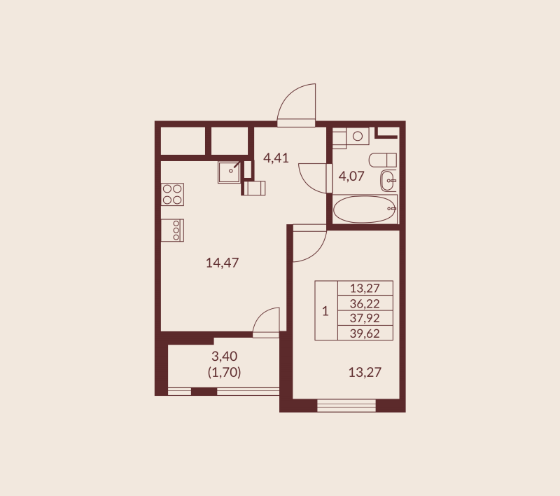 1 ккв 37,9 м²