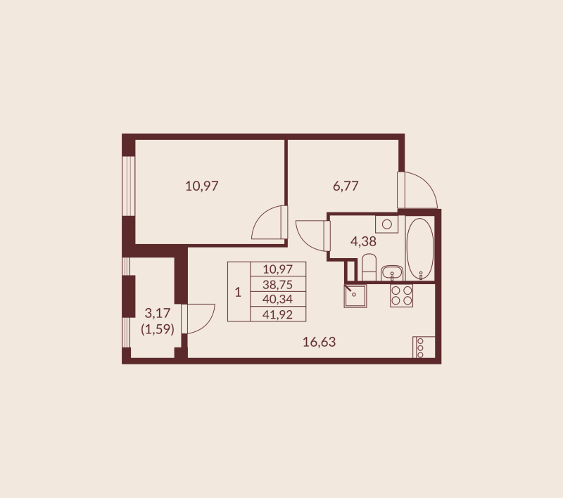 2 ккв (Евро) 40,3 м²