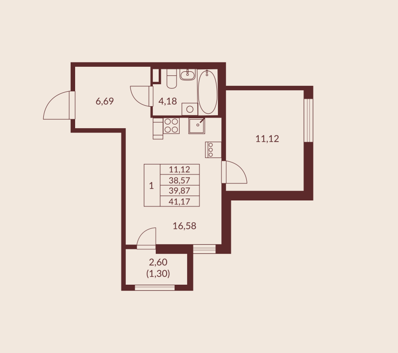 2 ккв (Евро) 39,9 м²