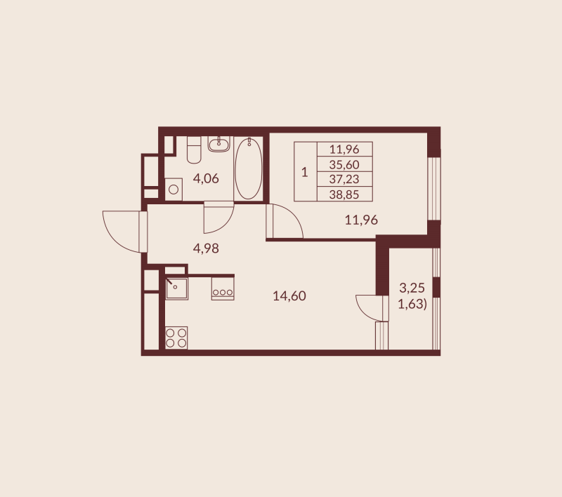 1 ккв 37,2 м²