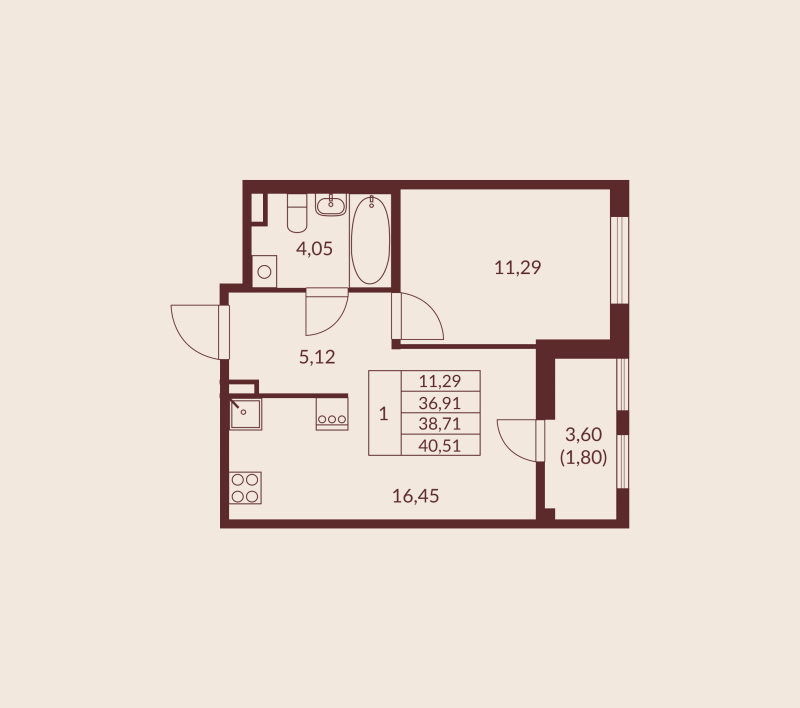 2 ккв (Евро) 38,7 м²