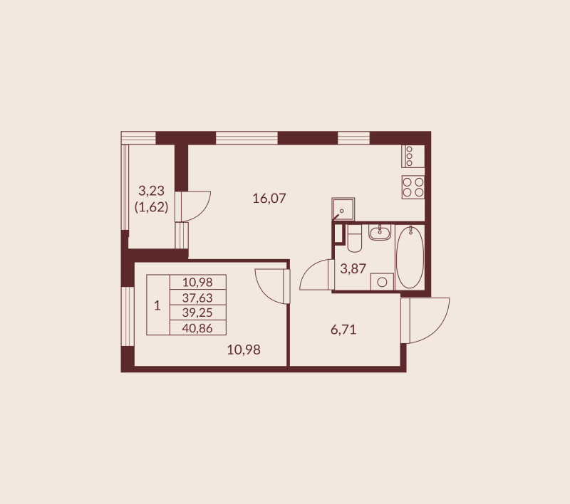 2 ккв (Евро) 39,3 м²