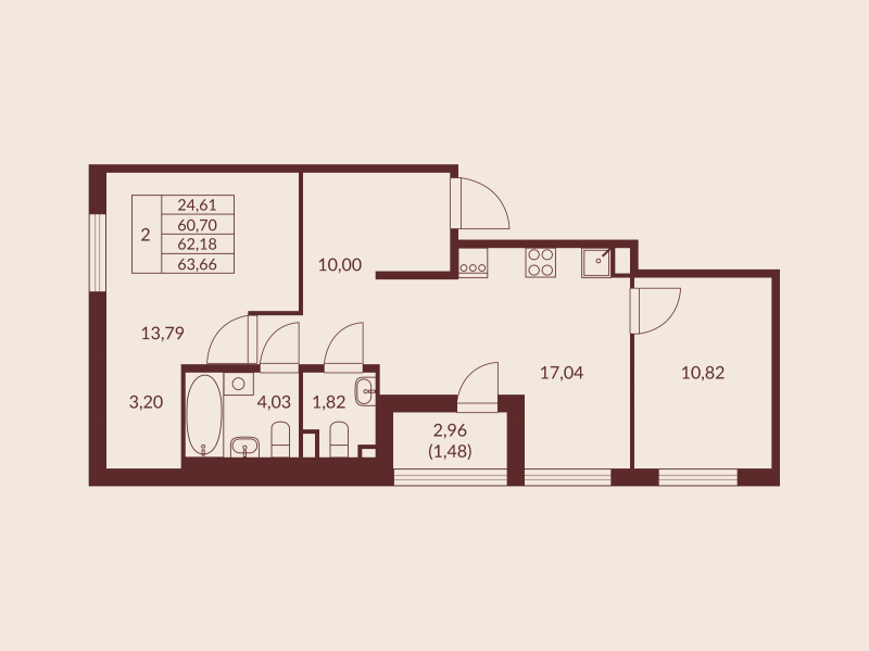 3 ккв (Евро) 62,2 м²