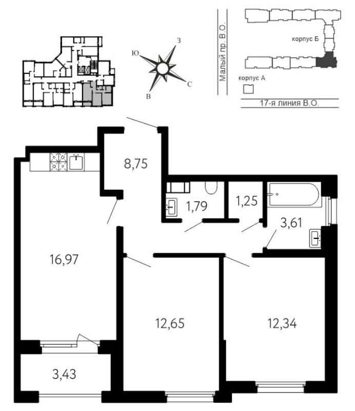 3 ккв (Евро) 59,1 м²