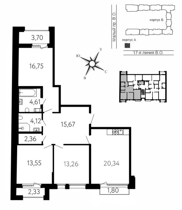 4 ккв (Евро) 93 м²