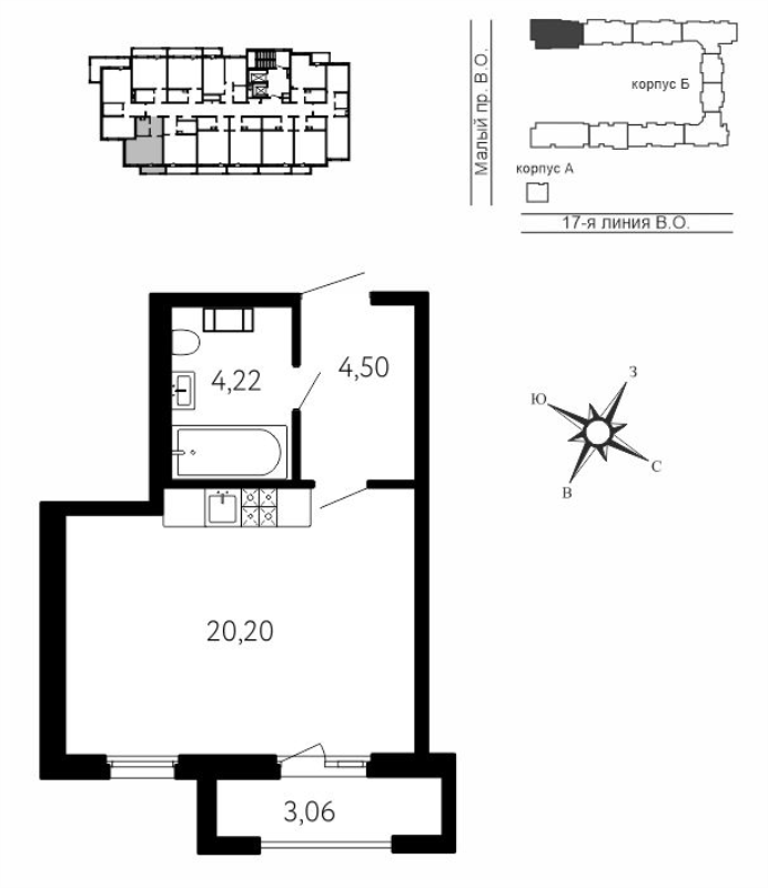 Студия 29,8 м²