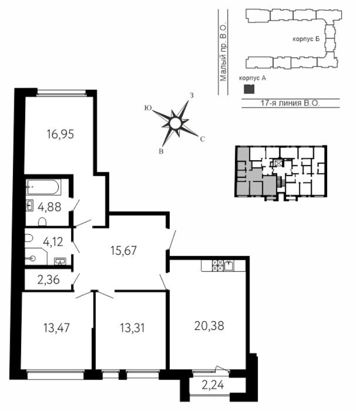 4 ккв (Евро) 91,7 м²