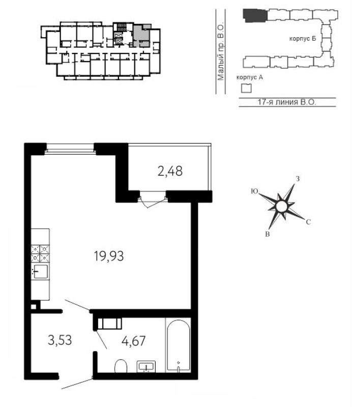 Студия 29,4 м²