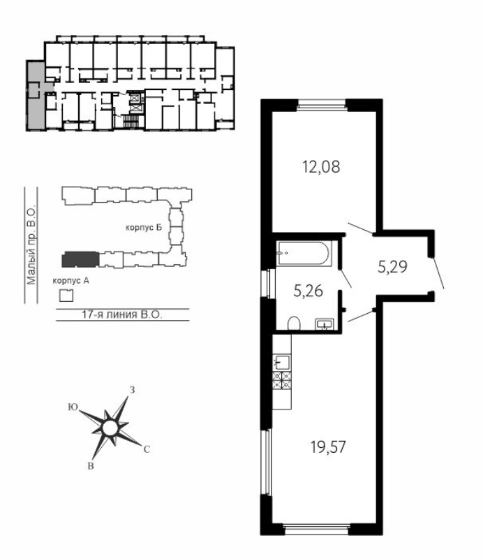 2 ккв (Евро) 42,2 м²