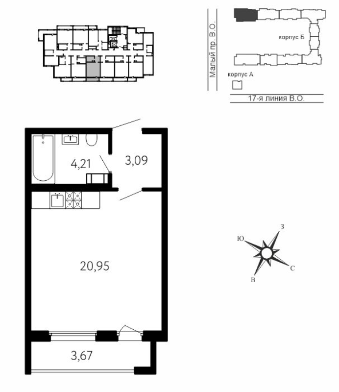 Студия 29,4 м²