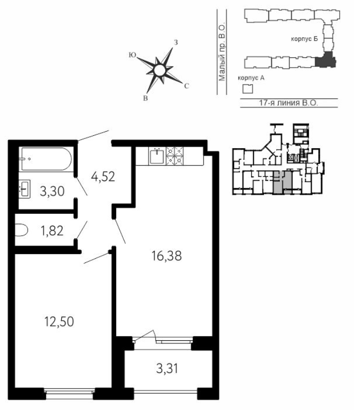 2 ккв (Евро) 40,2 м²