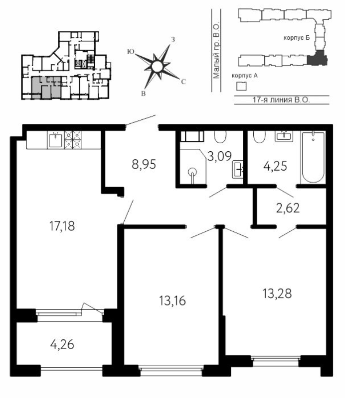 3 ккв (Евро) 64,7 м²