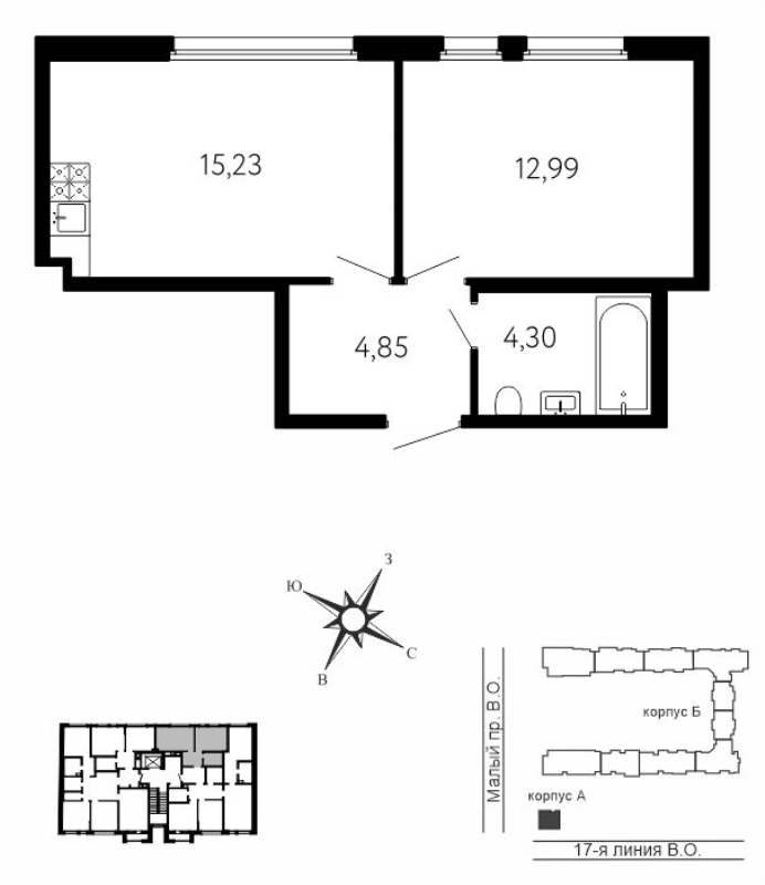 2 ккв (Евро) 37,4 м²