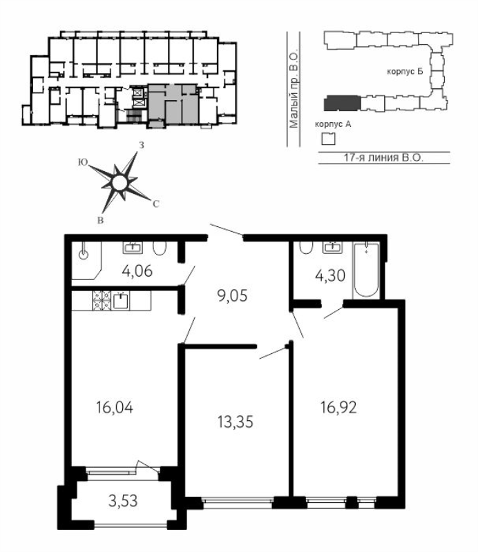 3 ккв (Евро) 65,5 м²