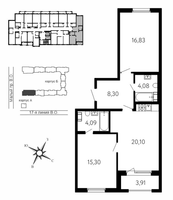 3 ккв (Евро) 70,7 м²