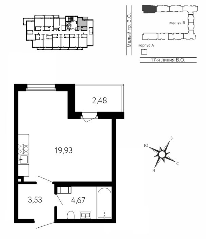 Студия 29,4 м²