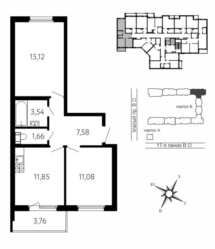 2 ккв 52 м²