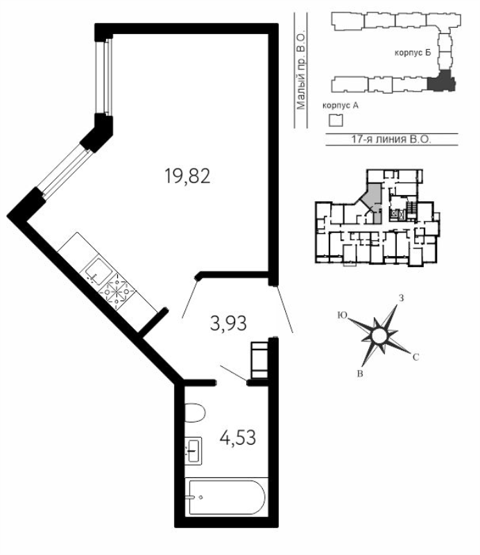 Студия 28,3 м²