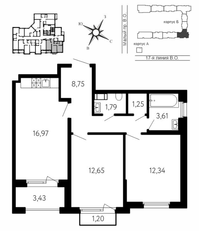 3 ккв (Евро) 59,4 м²