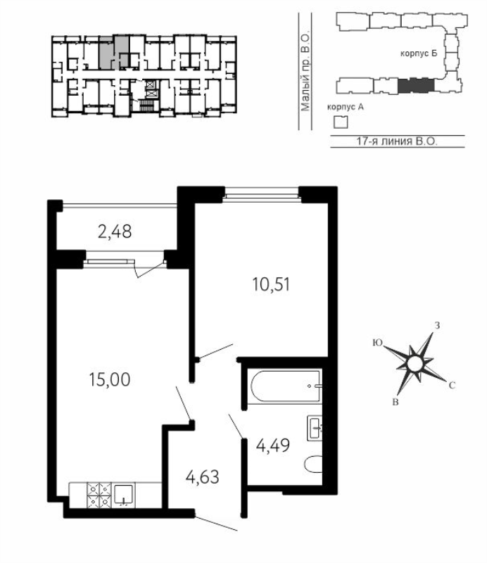 2 ккв (Евро) 35,9 м²