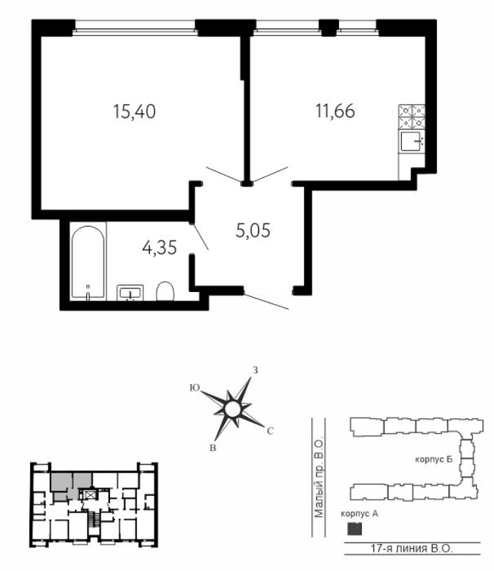 1 ккв 36,5 м²