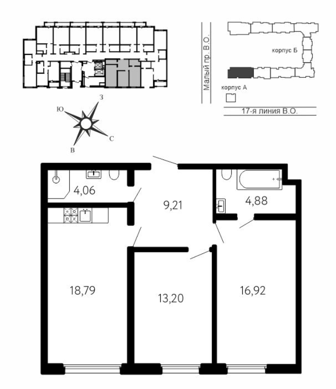 3 ккв (Евро) 67,1 м²