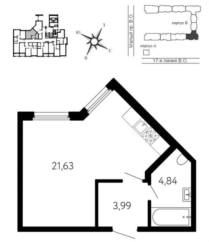 Студия 30,5 м²