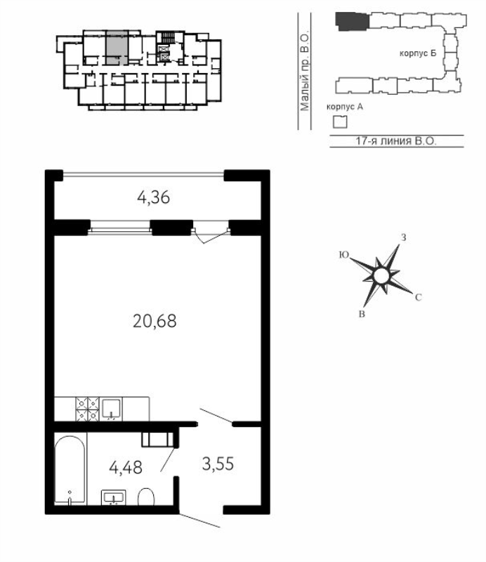 Студия 30 м²