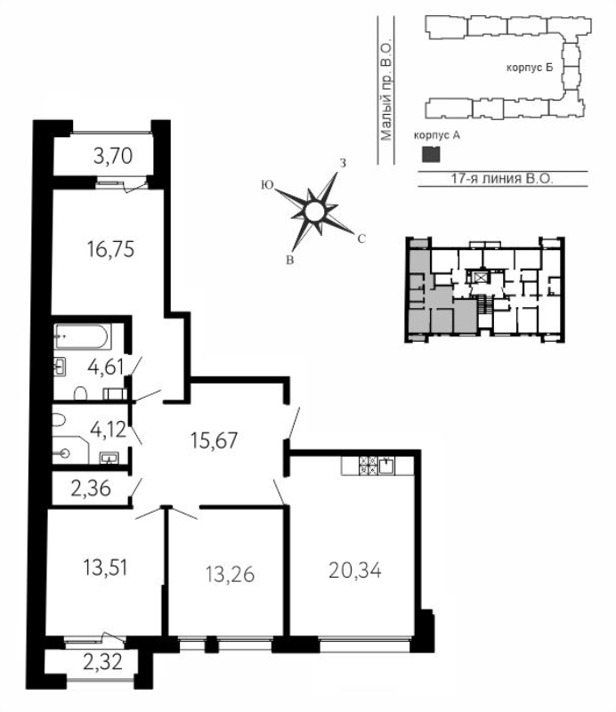 4 ккв (Евро) 92,4 м²