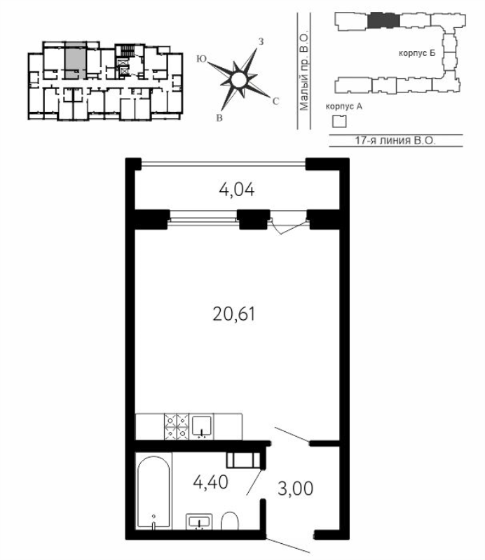 Студия 29,2 м²