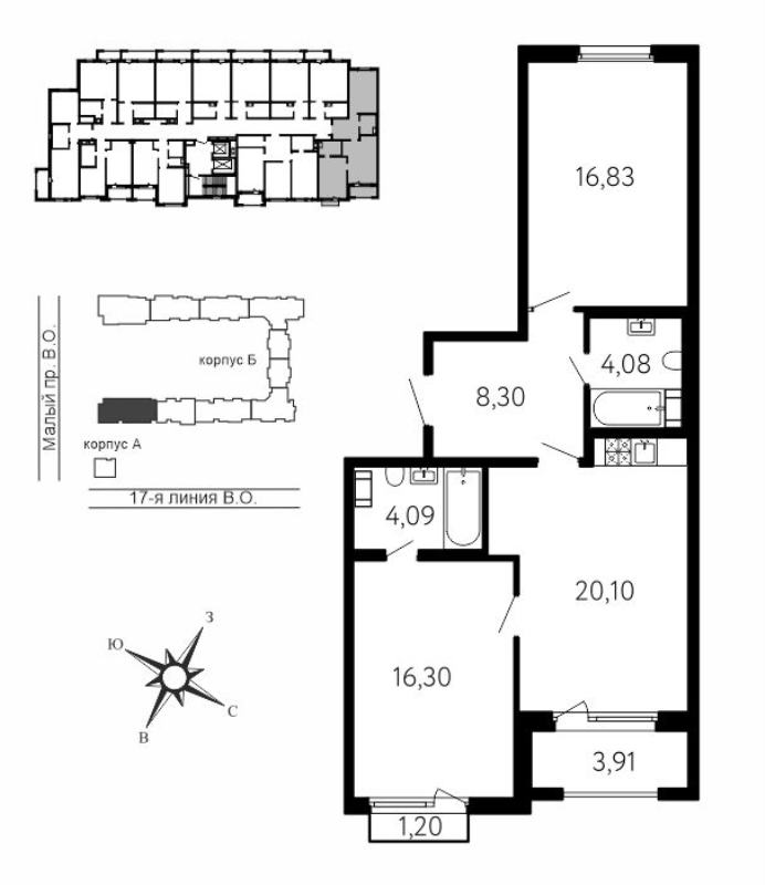3 ккв (Евро) 72 м²
