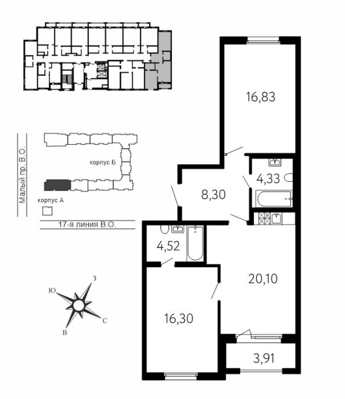3 ккв (Евро) 72,3 м²